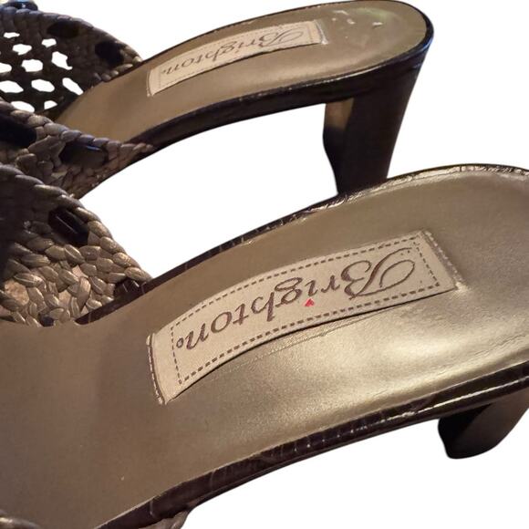 Brighton Braided Mule Slide Kitten heal leather sole W7 vacation weatern - Picture 3 of 6